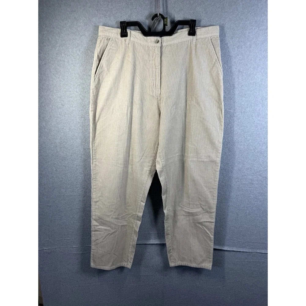 Woolrich Pants Womens 18 Petite Beige Corduroy Relaxed Fit Casual Khakis Pockets